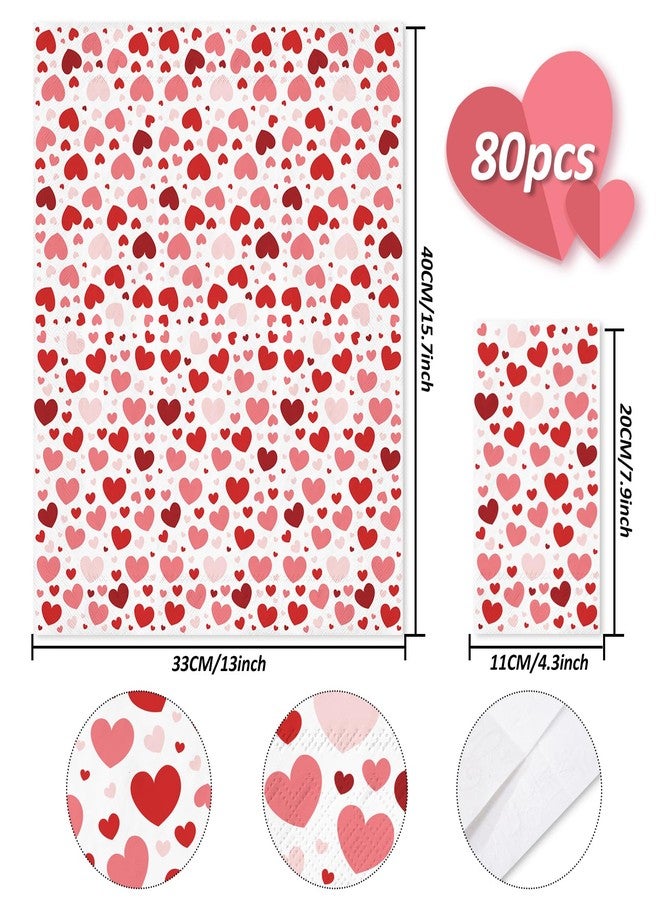 JarThenaAMCS مناديل ورقية للاستخدام مرة واحدة من JarThenaAMCS، بتصميم قلوب عيد الحب، ثلاث طبقات، ألوان أحمر، أبيض، وردي، مناسبة للعشاء، لتزيين طاولة الحفلات والمناسبات، 80 قطعة - Image 2
